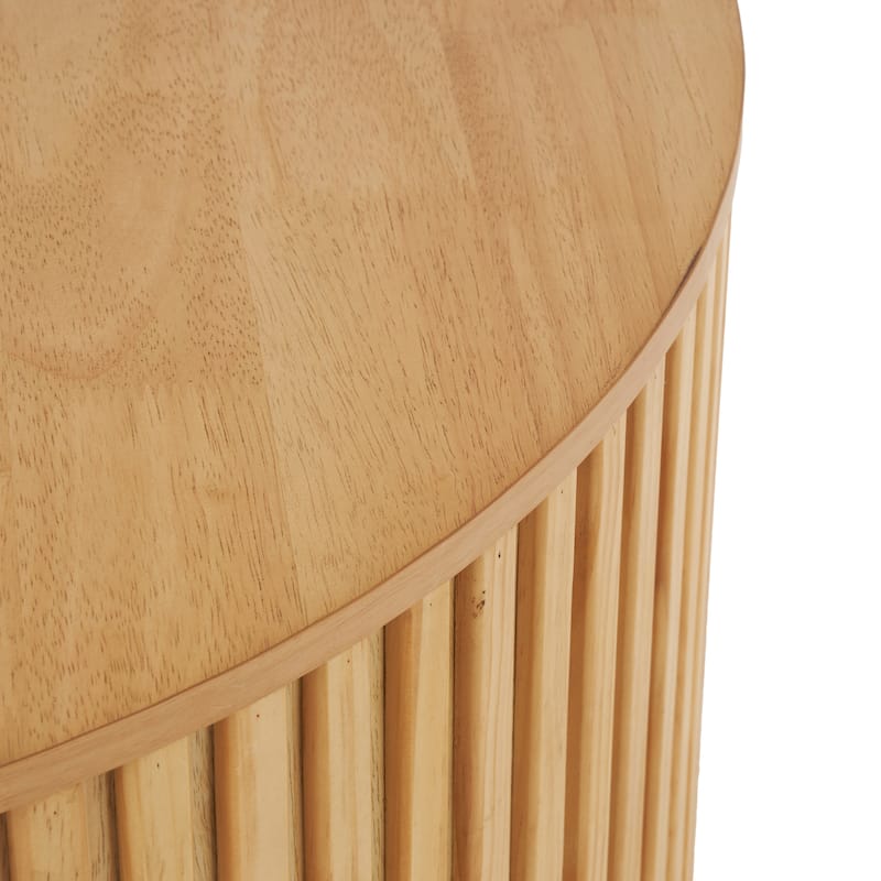 Wood Handmade Ribbed Coffee Table with Slatted Base - Brown or Black - Roche River Decor