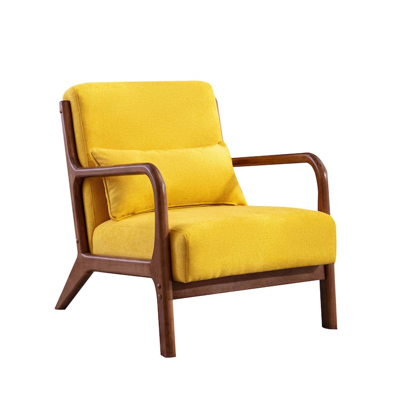 Porthos Home Ibby Accent Chair, Fabric Upholstery, Rubberwood Frame - Yellow