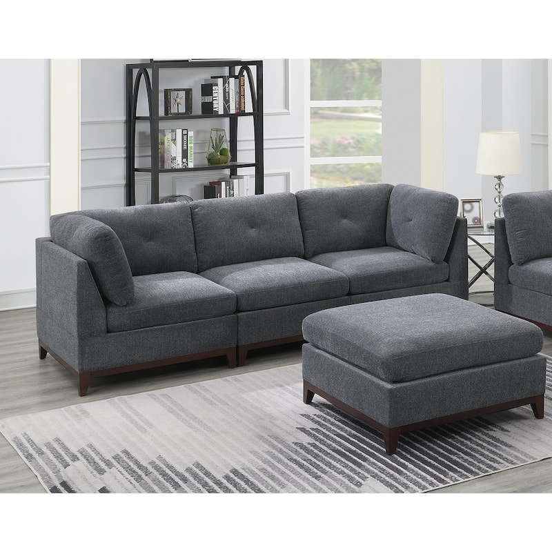 Modular Living Room Furniture Ottoman Ash Chenille Fabric 1pc Cushion Ottoman Couch
