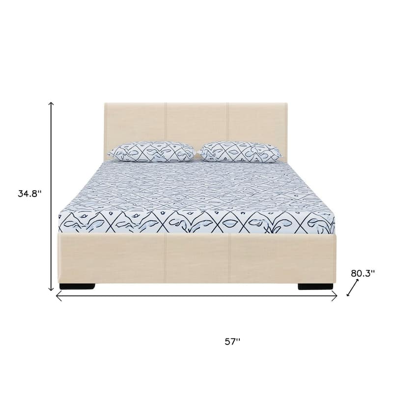 HomeRoots Beige Faux Leather Full Bed Frame