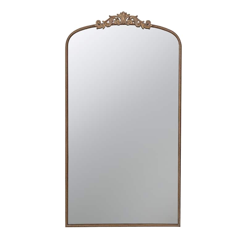 Baroque Style Arched Floor Mirror - 5.5' - Gold