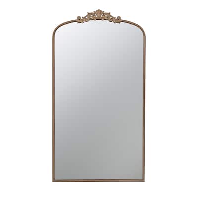 Baroque Style Arched Floor Mirror - 5.5' - Gold