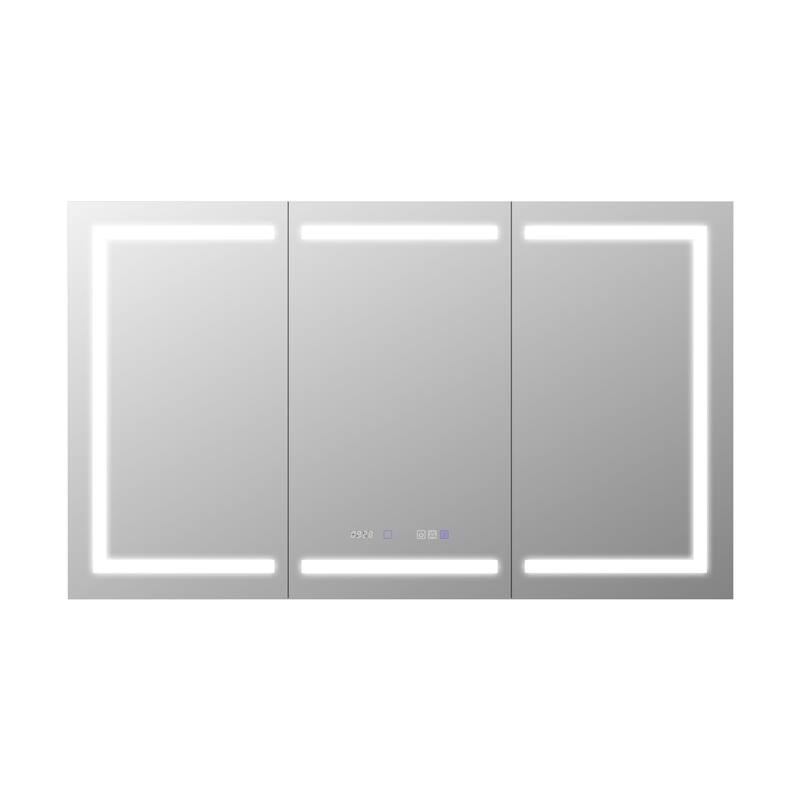 36'' H Recessed or Surface Mounted Bathroom LED Mirror Cabinet With Defogger, Dimmer, 10x magnifying