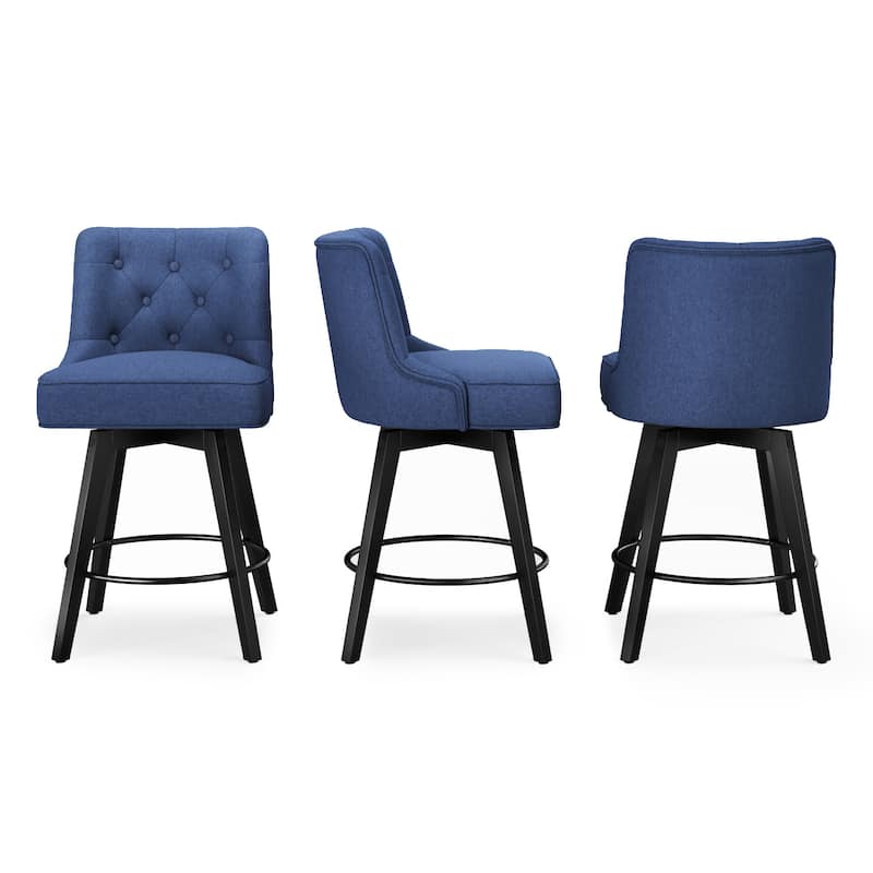 Modern 26 in. Counter Height Barstool Upholstered Fabric/Faux Leather Swivel Bar Stools with Back
