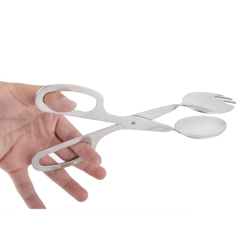 Food Cake Barbecue Stainless Steel Scissors Style Tong Clip Clamp 2 PCS - Silver Tone