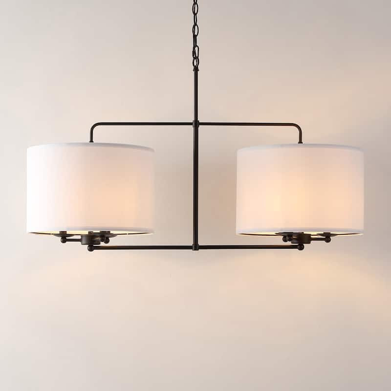 SAFAVIEH Lighting Aracelis 40" Modern & Contemporary Chandelier (6-Bulb) - 40" W x 15" D x 86" H - Black/White