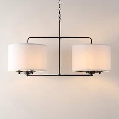 SAFAVIEH Lighting Aracelis 40" Modern & Contemporary Chandelier (6-Bulb) - 40" W x 15" D x 86" H - Black/White