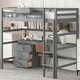 preview thumbnail 1 of 28, Wood Twin Size Loft Bed with Desk, Blackboard, Storage Box, Shelf & 3 Drawers, Safe Design with Guardrails, Grey Grey