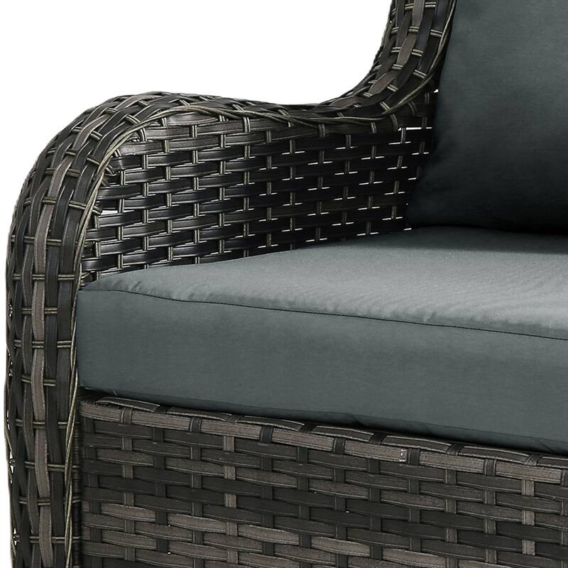 Outdoor Wicker Patio Conversation Furniture Set with Table and Cushion