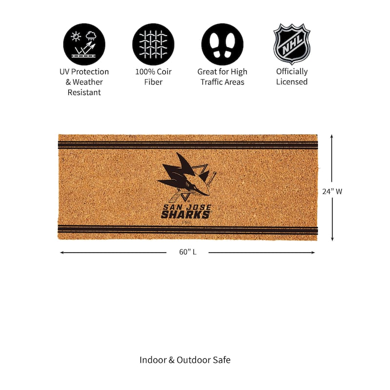 San Jose Sharks Monochrome Indoor/Outdoor Coir Door Mat