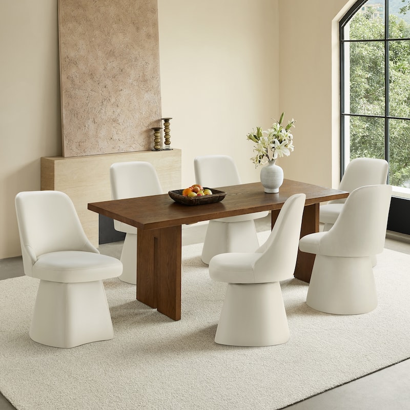 Anna Upholstered Swivel Armless Dining Chair for Kitchen Living Room