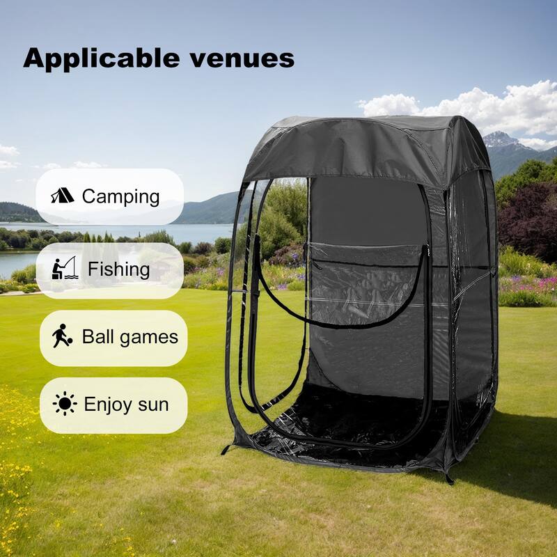 Anmytek Pop Up Clear View Outdoor Shelter Tent with Transparent PVC Walls and Sunshade Top Portable Foldable Camping Fishing