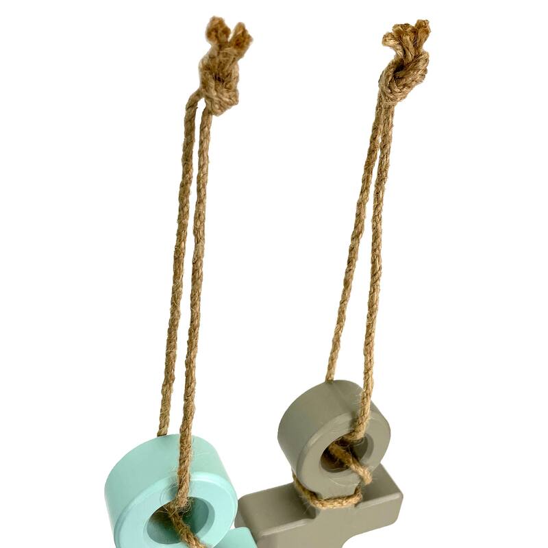 Set Of 2 Wood Nautical Wall Anchors 15In Rope Beach Coastal Decor Blue