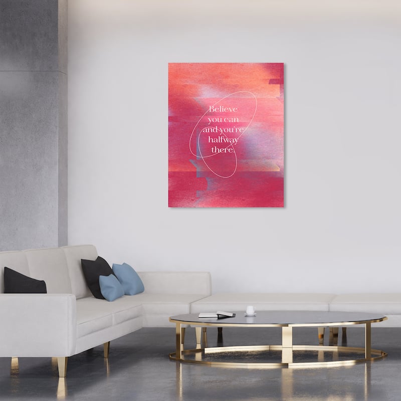 Wynwood Studio Canvas Typography and Quotes Believe you are Pink Modern & Contemporary Wall Art Canvas Print - 30 x 36