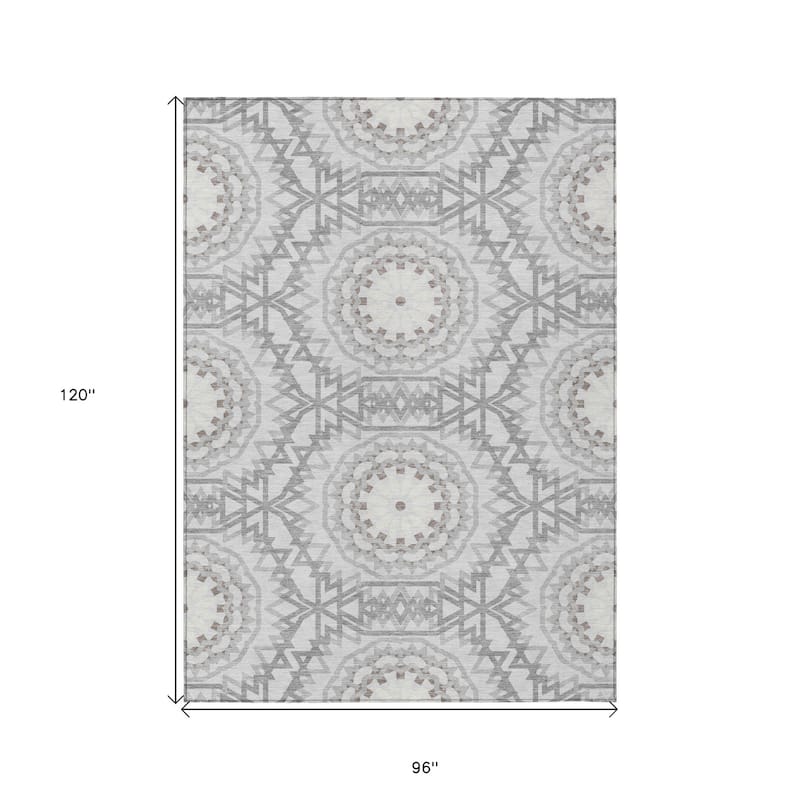 HomeRoots Floral Medallion Transitional Rectangle Outdoor Rug