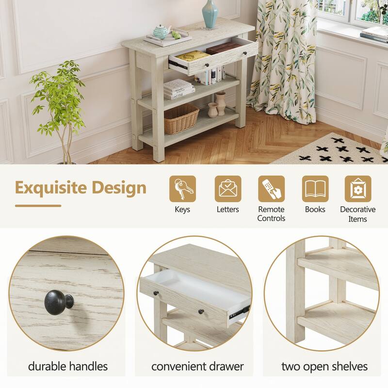 Entryway Table with Storage(Gray Wash)