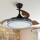 preview thumbnail 1 of 40, 42" Modern Drum Ceiling Fan with Retractable Blades, LED Light Kit and Remote Control Black