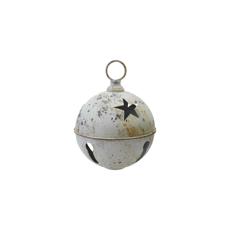 Metal Bell Ornament with Star Cut-Outs - 8.25"L x 8.25"W x 11.25"H - White