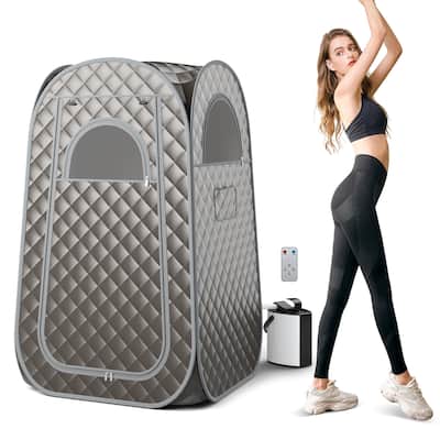 Gymax Portable Home Sauna Full Body Steam Sauna Tent w/ 3L Steam - 34.5''x 34.5''x 58''(L x W x H)