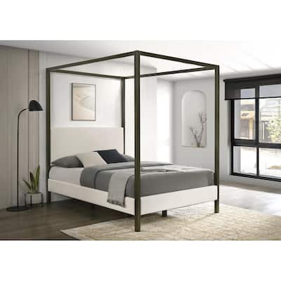 Mellie Vanilla Upholstered Canopy Bed