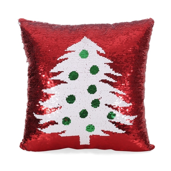 18x18 Christmas Tee Styley Christmas Knit Floral Pattern Red Green Throw Pillow Multicolor