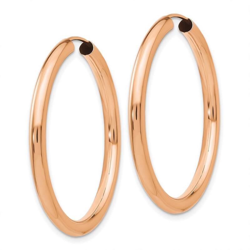 Curata 14k Rose Gold Polished Endless Tube Hoop Earrings - 34.25x34.3mm Wide 2.85mm Thick