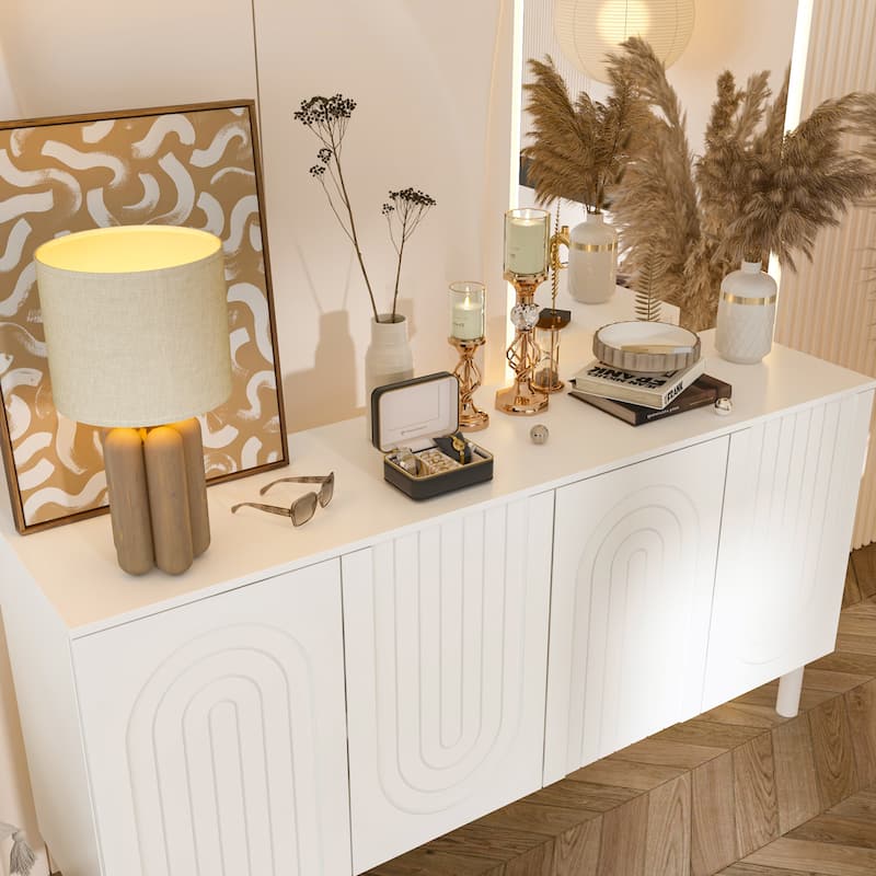 White Sideboard Bookcase Kitchen Cabinet Buffet Credenza End Table Whie/Black
