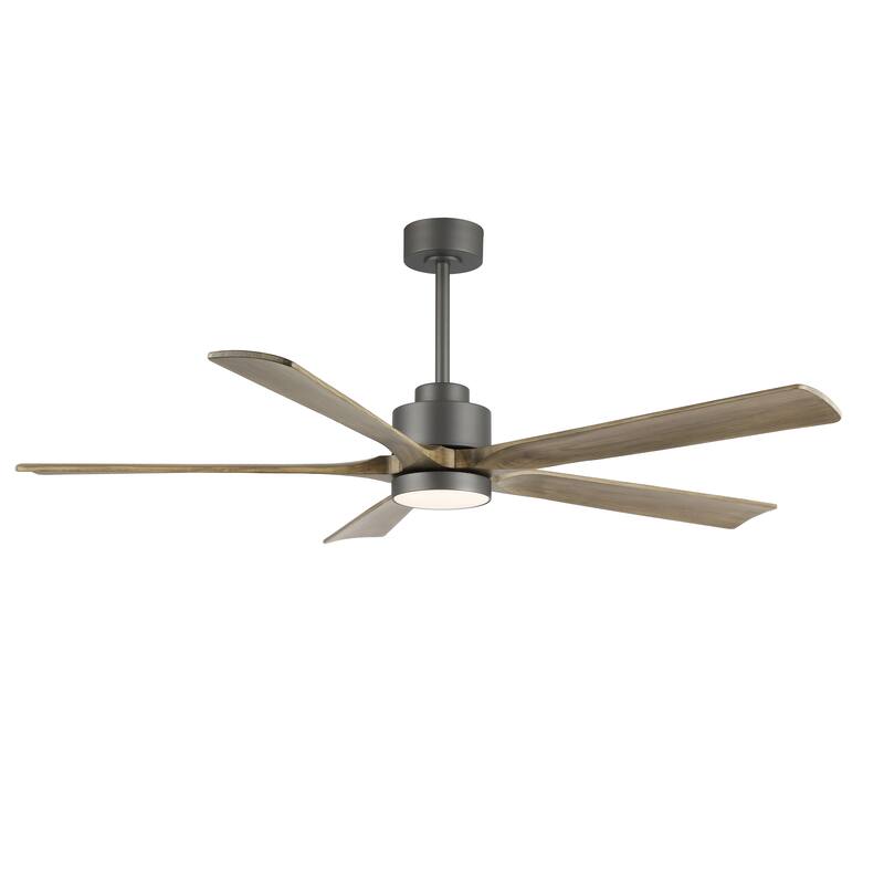 WINGBO 52" and 60" Solid Wood DC Motor Integrated LED Ceiling Fan with Remote