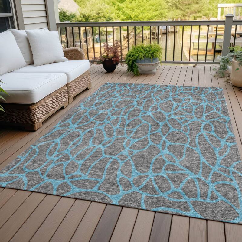 Machine Washable Indoor/ Outdoor Contemporary Chantille Rug - Gray - 2'6" x 3'10"