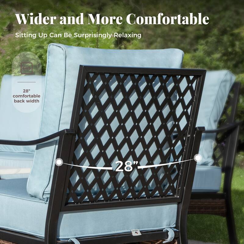 MAISON ARTS 4-Seat Patio Conversation Sets with 2 Rocking Sofa Chairs, 1 Loveseat Sofa and 1 Coffee Table