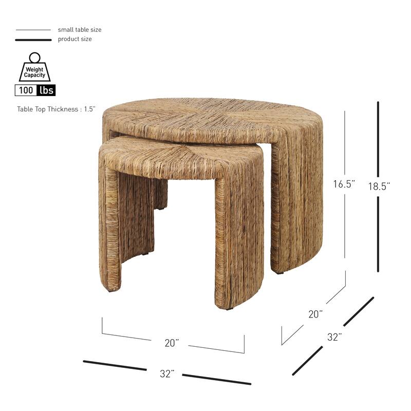 NPD Furniture Kanza Handwoven Abaca Coffee Table with Open Shelf