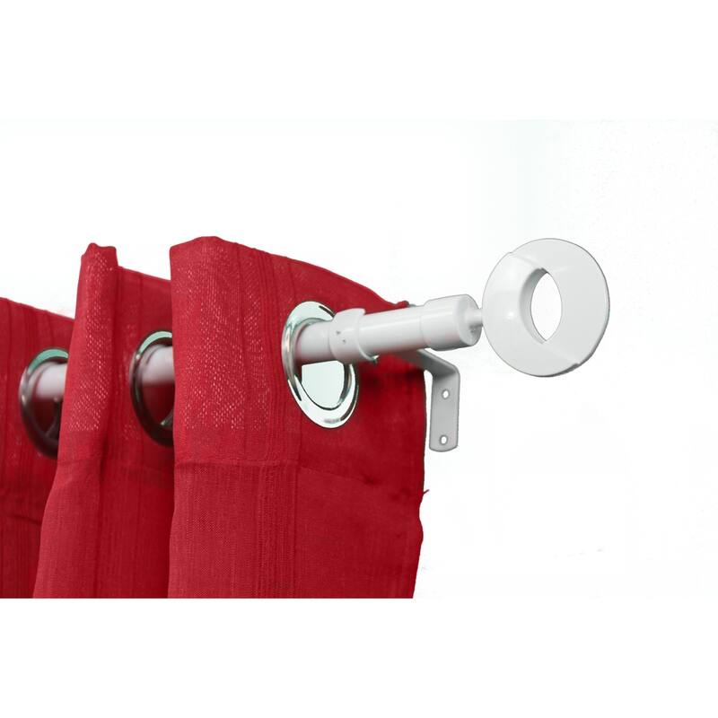Adjustable Single Curtain Rod 50"-82" with Circle Finials and Brackets, Available in Grey or Gold - 50" to 82" L x 3/4" D