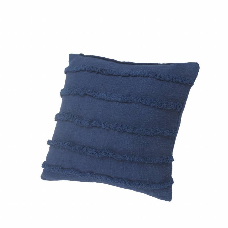 HomeRoots 20" X 20" Deep Blue 100% Cotton Zippered Pillow