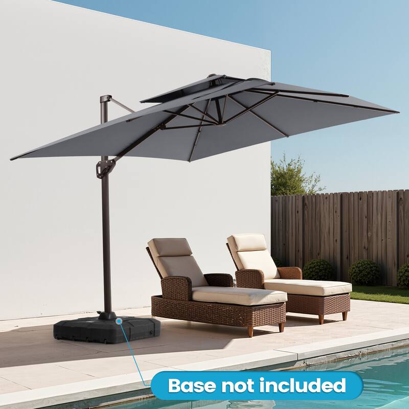 11 × 9 ft Outdoor Patio Cantilever Offset Dual Top Umbrella