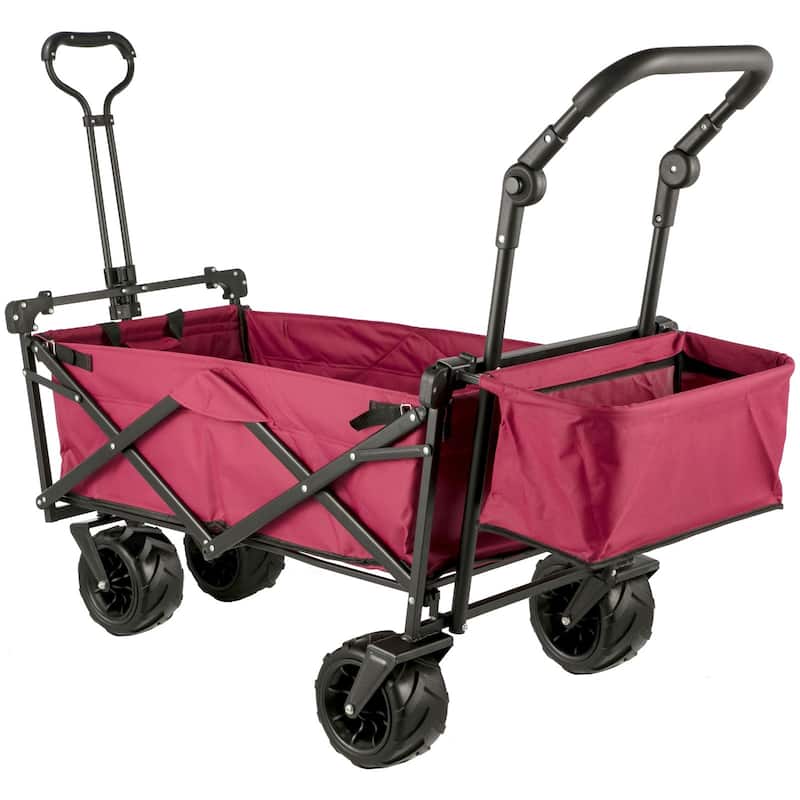 Steel 600D Oxford Folding Wagon 220lbs Cart w/ Canopy & Wheels - 39"x21.4"x39"
