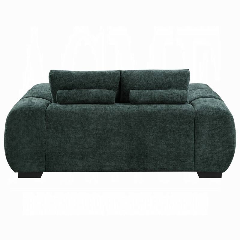 Errand Loveseat, Dark Green Chenille, Foam Cushions, Pine Wood 74 Inch