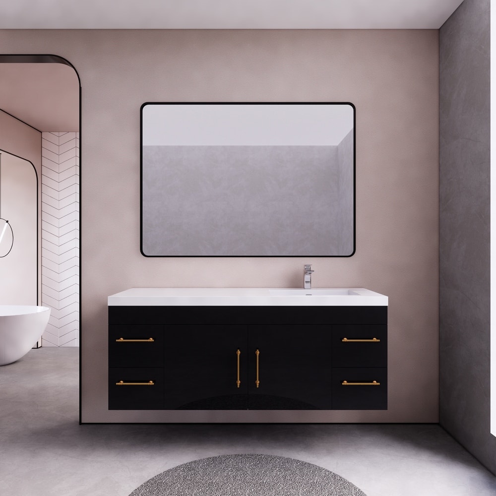 Eliza 60'' Wall Mounted Vanity with Single Sink on the Right
