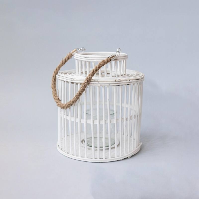 Wood With Rope Handle Lantern