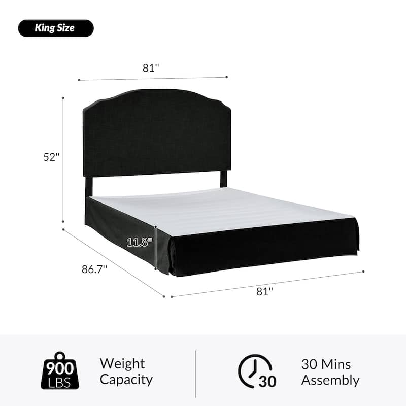 Kristian Traditional Bedroom Machine Washable Slipcovered Bed with Variety Fabric Choice Set-QB by HULALA HOME