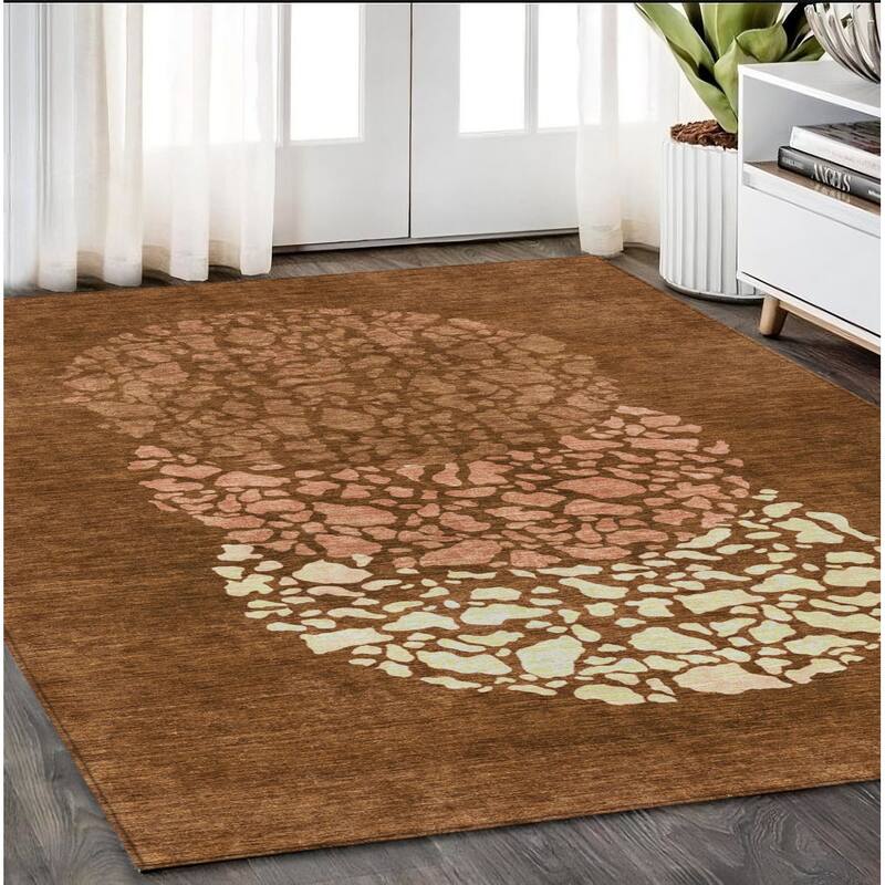 HomeRoots Abstract Transitional Rectangle Outdoor Rug - 5' X 8'