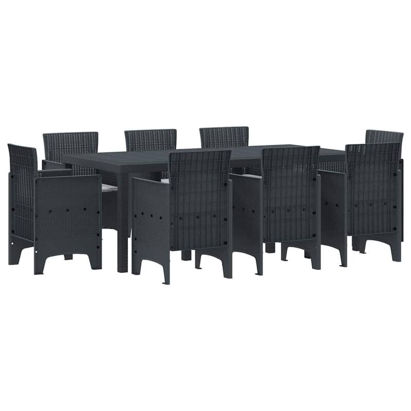 vidaXL Garden Dining Set 7/9 pcs Anthracite/Brown Polt rattan - 200 x 100 x 73 cm