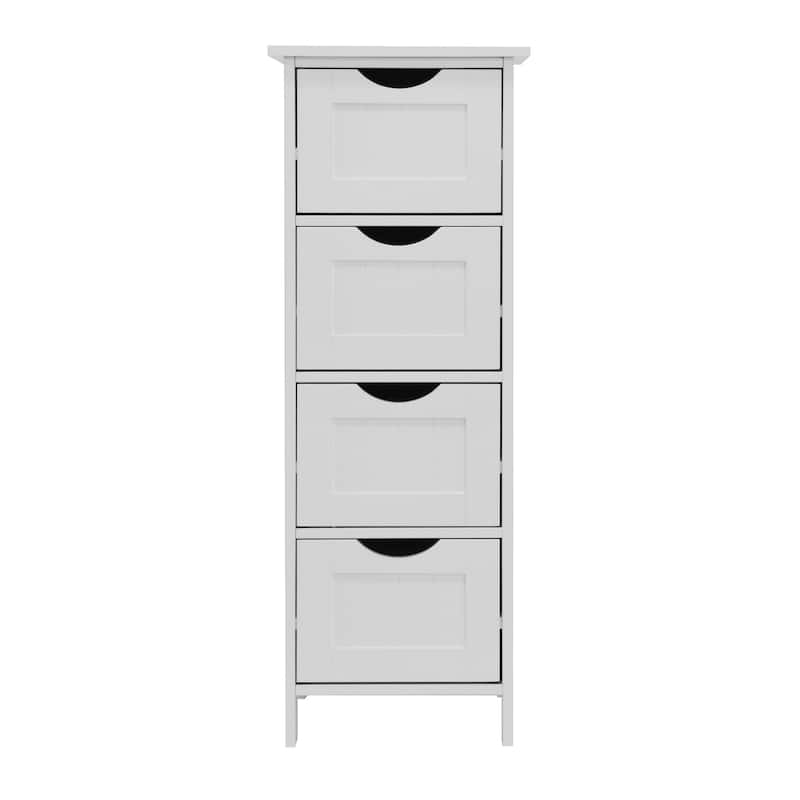 Anmytek White 4 Drawer Freestanding Bathroom Storage Cabinet