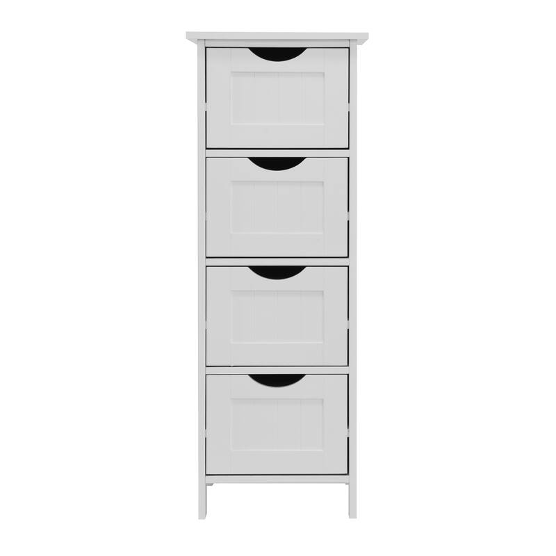 Freestanding Medicine Cabinet Skin Care Cabinet with 4 Drawers, Slim Bathroom Corner Cabinet Floor Cabinet