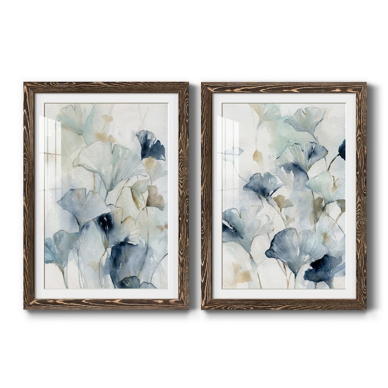 Indigo Ginkgo I-Premium Framed Print - Ready to Hang - 17X20 - Walnut