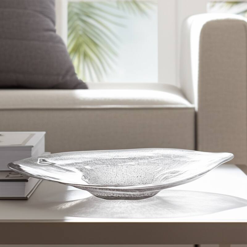 Glass Bowl Textured Handcrafted Finish Decorative Use - 3" Clear - 24" x 14" x 3"