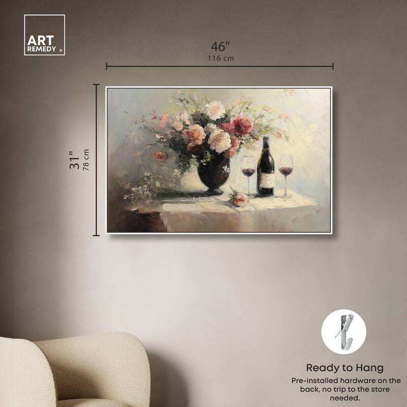Roses and Red Wine Canvas by Art Remedy