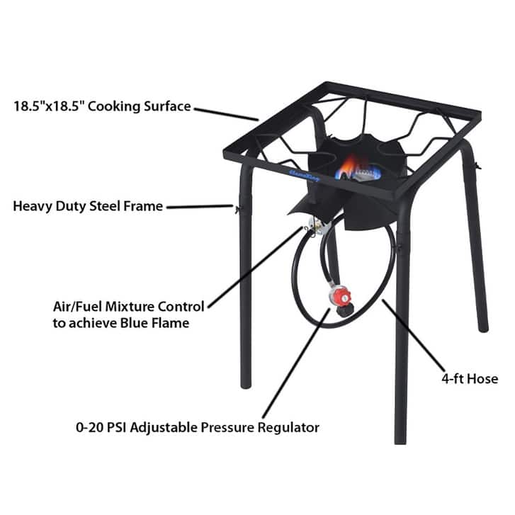 FlameKing Heavy Duty 100K BTU Turkey Fryer Single Propane Burner Stove