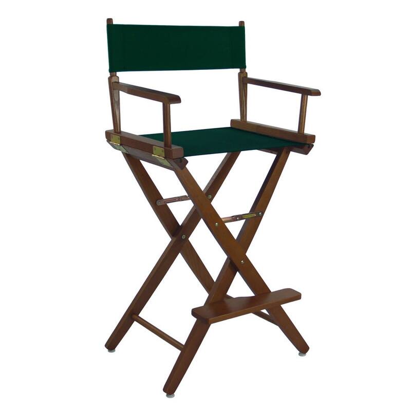 American Trails Extra-Wide 30-inch Premium American Oak Bar-Height Directors Chair - mission oak frame/ hunter green canvas