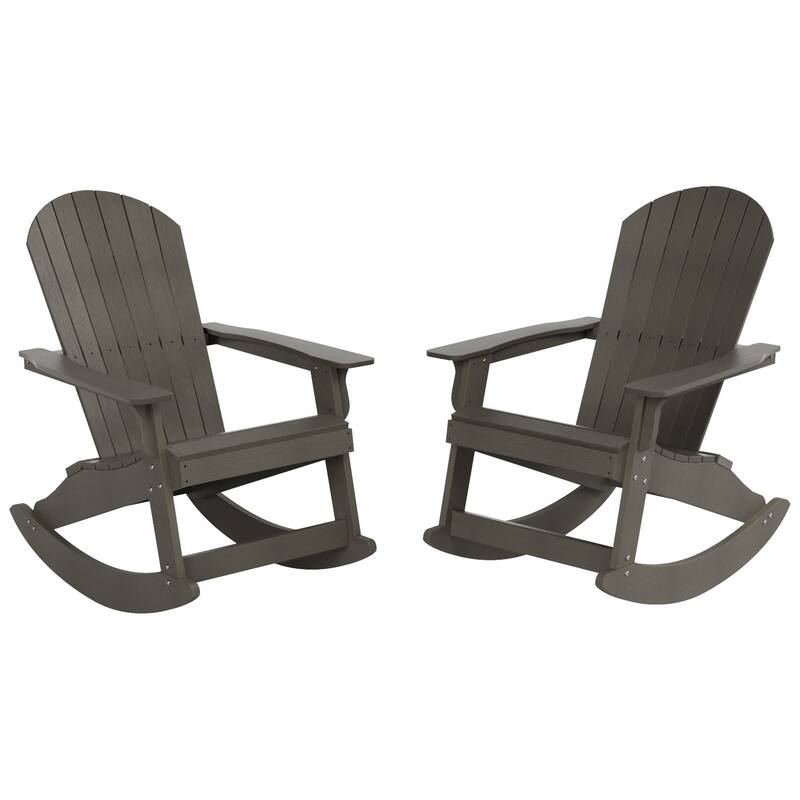 Vineyard HIPS Outdoor Eco-Friendly All Weather Seashell Rocking Adirondack Chairs (Set of 2)