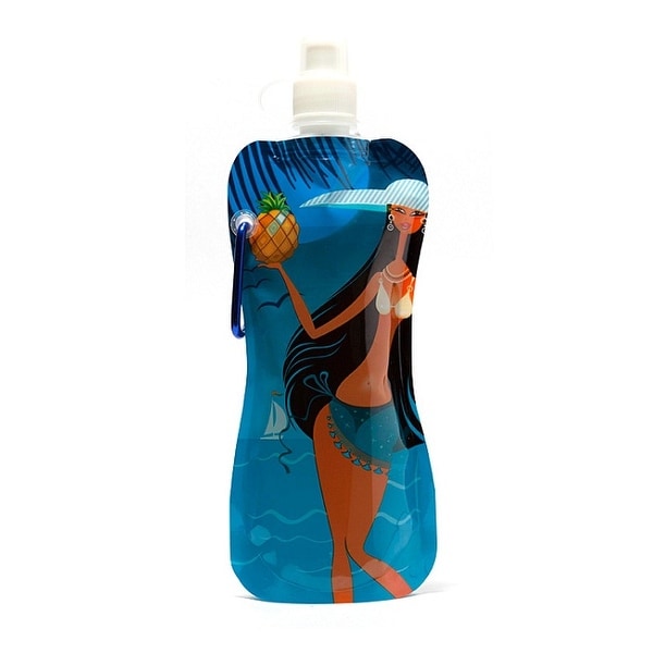 10.5" Blue and Brown Lady Pocket Bottle - N/A